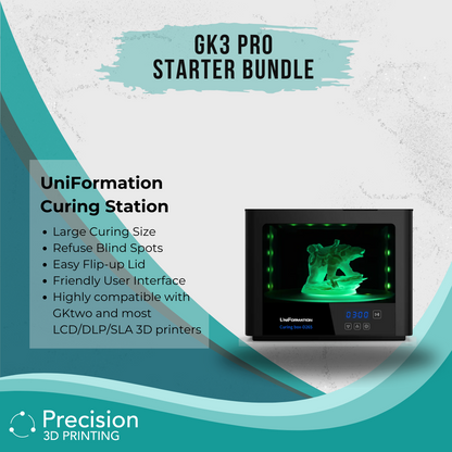 Uniformation GK3 Pro Starter Bundle highlighting the Uniformation Curing Station and its specifications