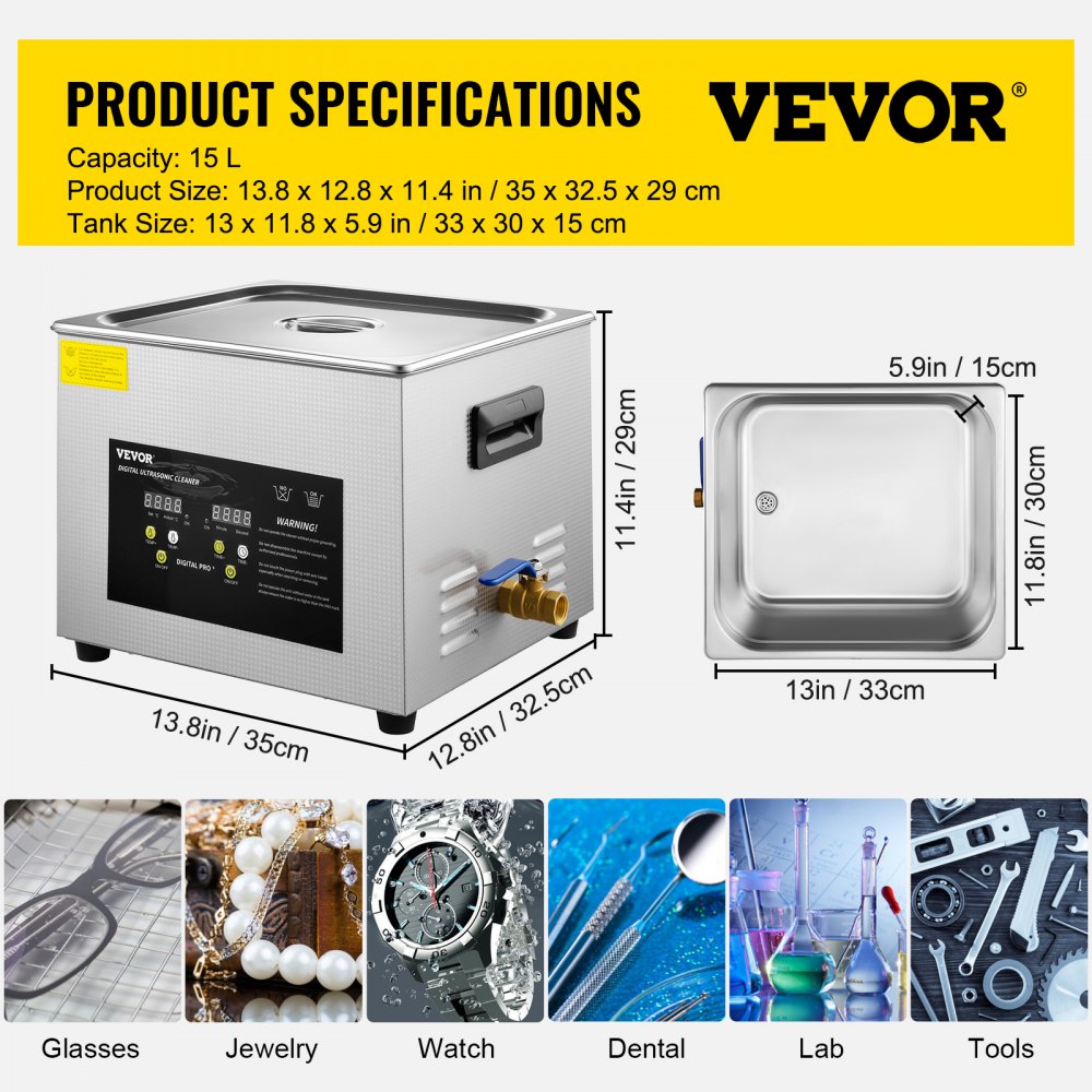 Vevor 15L Ultrasonic Cleaner