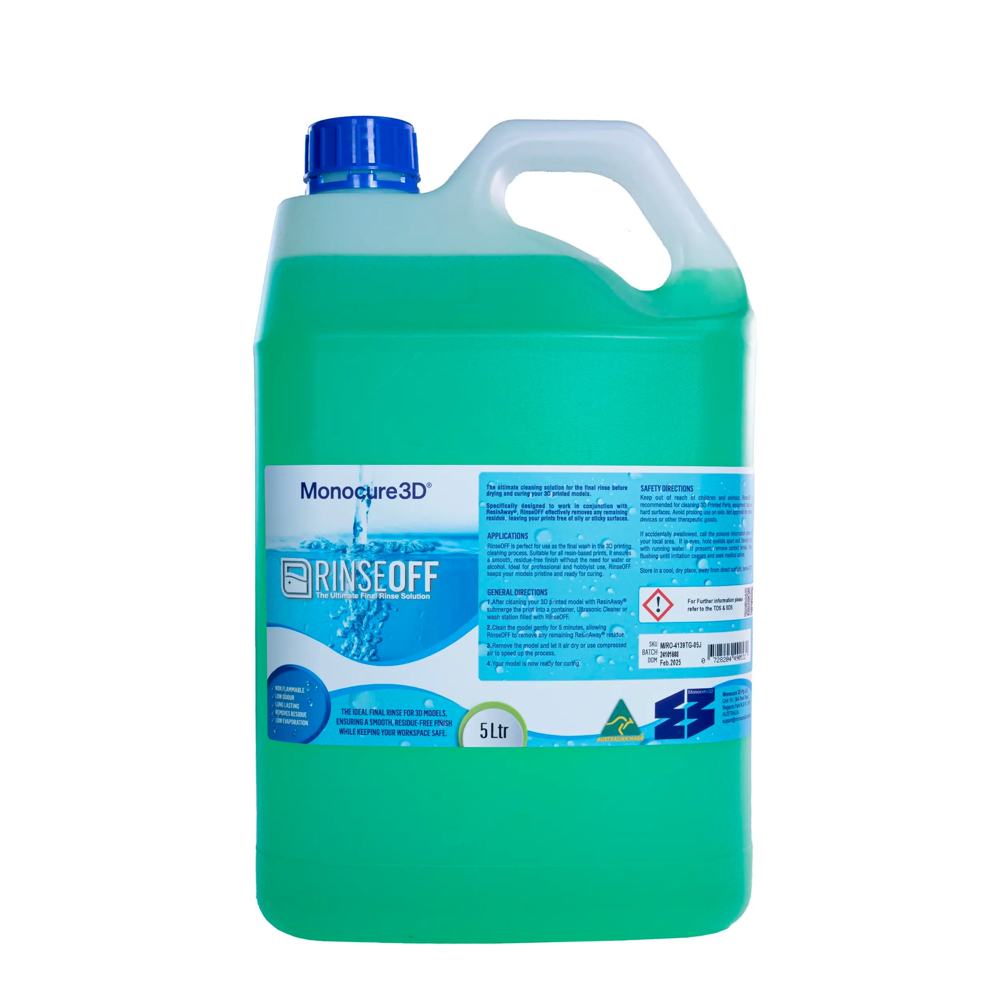 RinseOFF 5L by Monocure3D – large volume resin removal solution for 3D prints